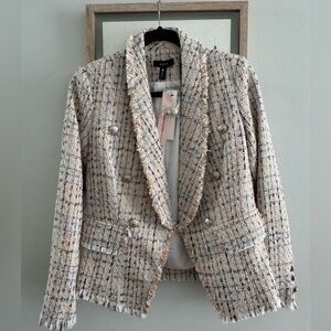 Chic Tweed Blazer - Cream
